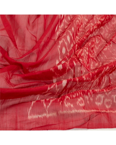 Sanskriti Vintage Dark Red Cotton Silk Dupatta Long Stole Woven Wrap Scarves DC-52062-Dark Red-Ikat Work-Cotton Silk-7