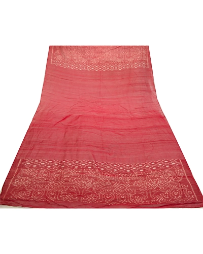 Sanskriti Vintage Dark Red Cotton Silk Dupatta Long Stole Woven Wrap Scarves DC-52062-Dark Red-Ikat Work-Cotton Silk-8