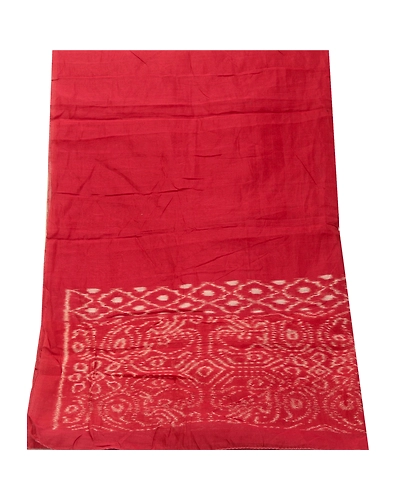 Sanskriti Vintage Dark Red Cotton Silk Dupatta Long Stole Woven Wrap Scarves DC-52062-Dark Red-Ikat Work-Cotton Silk-9