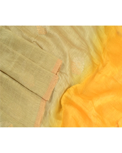 Sanskriti Vintage Yellow Long Dupatta Stole Pure Silk Embroidered Wrap Scarves DC-52096-Yellow &amp; Cream-Thread Work-Pure Silk-4