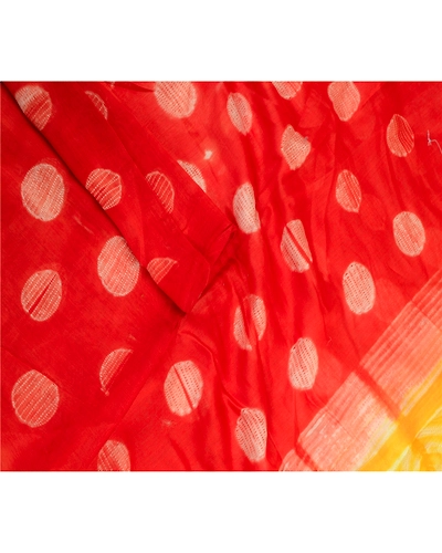 Sanskriti Vintage Red Long Dupatta Stole Pure Silk Hijab Printed Wrap Scarves DC-52116-Red &amp; &amp; Yellow-Printed Work-Pure Silk-4