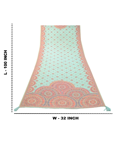 Sanskriti Vintage Blue Long Dupatta Stole Art Silk Hijab Woven Wrap Scarves DC-52126-Blue-Woven Work-Art (Artificial) Silk-1