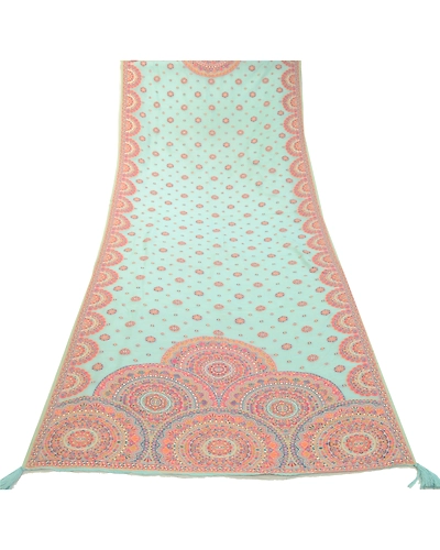 Sanskriti Vintage Blue Long Dupatta Stole Art Silk Hijab Woven Wrap Scarves DC-52126-Blue-Woven Work-Art (Artificial) Silk-8
