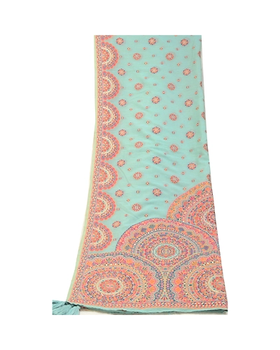 Sanskriti Vintage Blue Long Dupatta Stole Art Silk Hijab Woven Wrap Scarves DC-52126-Blue-Woven Work-Art (Artificial) Silk-9