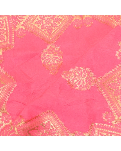 Sanskriti Vintage Pink Long Dupatta Stole Blend Silk Woven Brocade Zari Scarves DC-52134-Pink-Zari Work-Blend Silk-5