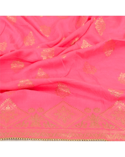 Sanskriti Vintage Pink Long Dupatta Stole Blend Silk Woven Brocade Zari Scarves DC-52134-Pink-Zari Work-Blend Silk-7