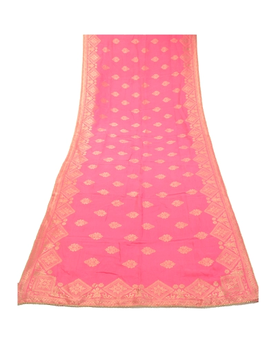 Sanskriti Vintage Pink Long Dupatta Stole Blend Silk Woven Brocade Zari Scarves DC-52134-Pink-Zari Work-Blend Silk-8