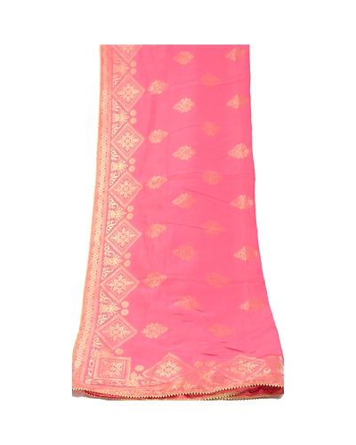 Sanskriti Vintage Pink Long Dupatta Stole Blend Silk Woven Brocade Zari Scarves DC-52134-Pink-Zari Work-Blend Silk-9