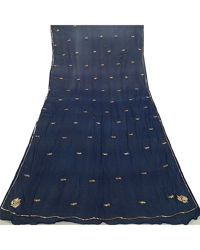 Sanskriti Vintage Blue Long Dupatta Stole Pure Chiffon Silk Hand Beaded Scarves DC-52180-Blue-Sequins Work-Pure Chiffon Silk-8