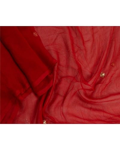Sanskriti Vintage Dark Red Dupatta Long Stole Pure Georgette Silk Hand Bead Veil DC-52182-Dark Red-Beaded Work-Pure Georgette Silk-4