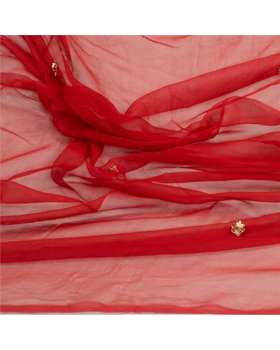 Sanskriti Vintage Dark Red Dupatta Long Stole Pure Georgette Silk Hand Bead Veil DC-52182-Dark Red-Beaded Work-Pure Georgette Silk-7