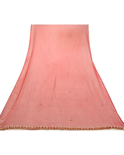 Sanskriti Vintage Dark Red Dupatta Long Stole Pure Georgette Silk Hand Bead Veil DC-52182-Dark Red-Beaded Work-Pure Georgette Silk-8