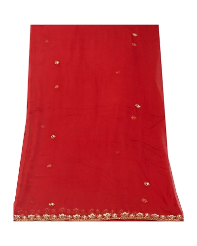 Sanskriti Vintage Dark Red Dupatta Long Stole Pure Georgette Silk Hand Bead Veil DC-52182-Dark Red-Beaded Work-Pure Georgette Silk-9