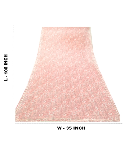 Sanskriti Vintage Pink Dupatta Long Stole Blend Silk Kota Doria Printed Hijab DC-52234-Pink-Printed Work-Blend Silk-2