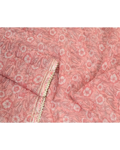Sanskriti Vintage Pink Dupatta Long Stole Blend Silk Kota Doria Printed Hijab DC-52234-Pink-Printed Work-Blend Silk-4