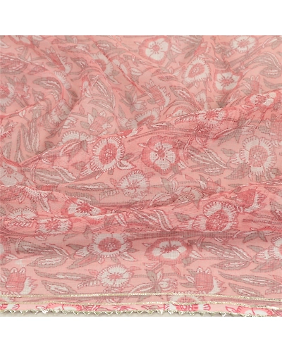 Sanskriti Vintage Pink Dupatta Long Stole Blend Silk Kota Doria Printed Hijab DC-52234-Pink-Printed Work-Blend Silk-7
