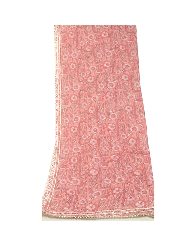 Sanskriti Vintage Pink Dupatta Long Stole Blend Silk Kota Doria Printed Hijab DC-52234-Pink-Printed Work-Blend Silk-9