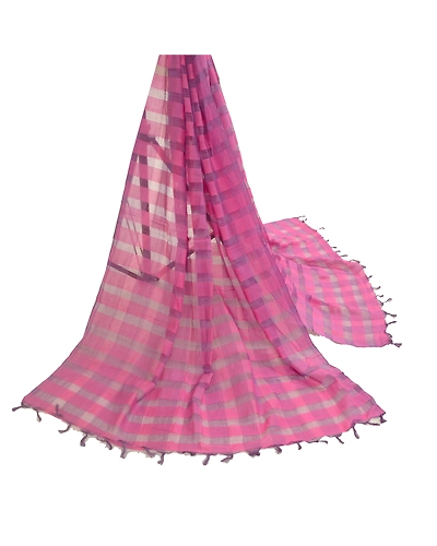 Sanskriti Vintage Long Pink Dupatta Stole Pure Cotton Woven Wrap Scarves DC-52251-Pink-Woven Work-Pure Cotton-3