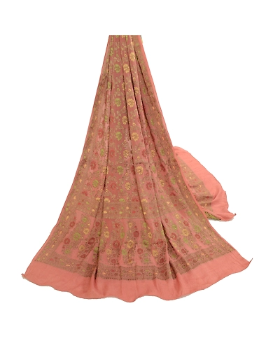 Sanskriti Vintage Long Pink Dupatta Stole 100% Pure Silk Hijab Woven Scarves DC-52261-Pink-Woven Work-Pure Silk-3