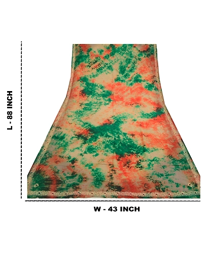 Sanskriti Vintage Dupatta Long Stole Pure Crepe Silk Hand Beaded Tie-Dye Scarves DC-52264-Multi-Zardozi Work-Pure Crepe Silk-2