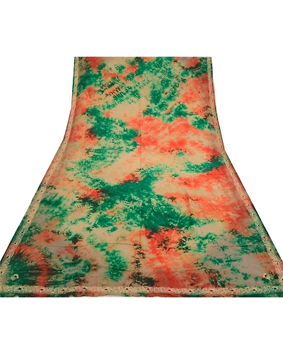 Sanskriti Vintage Dupatta Long Stole Pure Crepe Silk Hand Beaded Tie-Dye Scarves DC-52264-Multi-Zardozi Work-Pure Crepe Silk-8