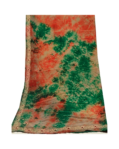 Sanskriti Vintage Dupatta Long Stole Pure Crepe Silk Hand Beaded Tie-Dye Scarves DC-52264-Multi-Zardozi Work-Pure Crepe Silk-9