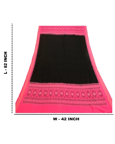 Sanskriti Vintage Long Pink Dupatta Stole Blend Cotton Hijab Woven Wrap Scarves DC-52268-Black &amp; Pink-Woven Work-Pure Cotton-2