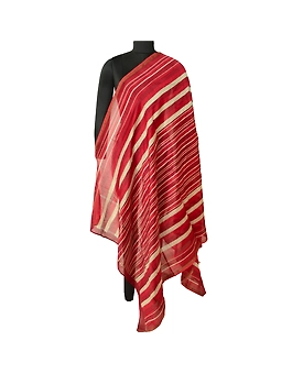 Sanskriti Vintage Long Dupatta Stole Pure Cotton Dark Red Printed Woven Scarves DC-52272