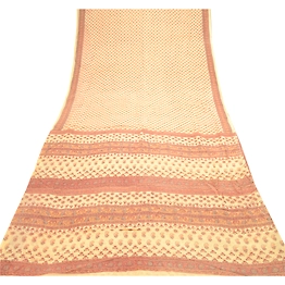 Sanskriti Vintage Dusty Pink Sarees Blend Silk Printed Sari Floral Craft Fabric, PR-56510