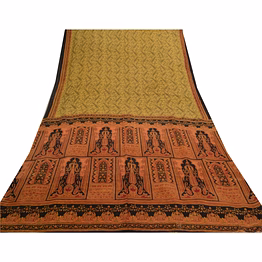 sanskriti vintage green sarees 100% pure silk printed sari soft 5yd craft fabric, pr-53092