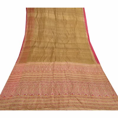 sanskriti vintage green sarees 100% pure silk printed sari soft 5yd craft fabric, pr-54933