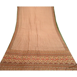 Sanskriti Vintage Sarees Multi Printed Pure Silk Sari Floral 5Yd Craft Fabric, PR-61618