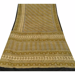 sanskriti vintage green sarees 100% pure silk printed sari craft sewing fabric, pr-51612