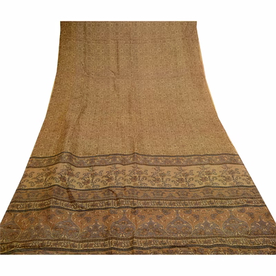 sanskriti vintage green sarees pure silk floral printed sari 5yd craft fabric, pr-56735