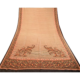 Sanskriti Vintage Sarees Multi Pure Silk Printed Sari Floral Soft Craft Fabric, PR-63344