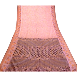 Sanskriti Vintage Sarees Mauve Indian Printed Pure Silk Sari Soft Craft Fabric, PR-63386