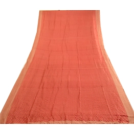 Sanskriti Vintage Sarees Dark Red Indian Printed Pure Silk Sari 5Yd Craft Fabric, PR-63726
