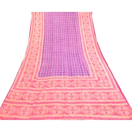 Sanskriti Vintage Sarees Blue 100% Pure Silk Printed Sari 5Yd Soft Craft Fabric, PR-60957