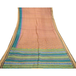 Sanskriti Vintage Sarees Purple Indian Pure Silk Printed Sari Soft Craft Fabric, PR-60744