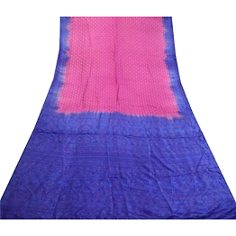 Sanskriti Vintage Sarees Purple Pure Silk Bandhani Printed Sari 5Yd Craft Fabric, PR-63825