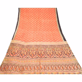 sanskriti vintage red sarees pure silk printed sari soft 5yd sewing craft fabric, pr-58310