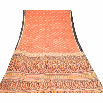 sanskriti vintage red sarees pure silk printed sari soft 5yd sewing craft fabric, pr-58310