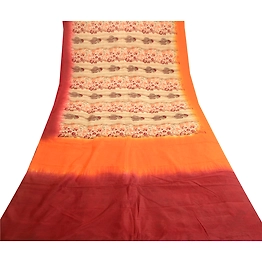 Sanskriti Vintage Sarees Multi 100% Pure Silk Printed Sari 5Yd Soft Craft Fabric, PR-61585
