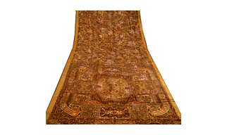 Sanskriti Vintage Multi Sarees Printed 100% Pure Silk Sari Soft 5Yd Craft Fabric, PR-59570