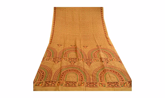 Sanskriti Vintage Green Indian Sarees Pure Silk Printed Sari 5Yd Craft Fabric, PR-59550