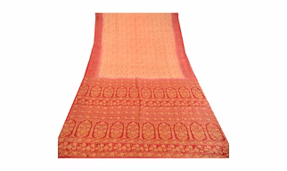 Sanskriti Vintage Cream Sarees Printed 100% Pure Silk Sari Soft 5Yd Craft Fabric, PR-59567