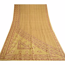 sanskriti vintage green printed indian sarees pure silk sari 5yd craft fabric, pr-57703