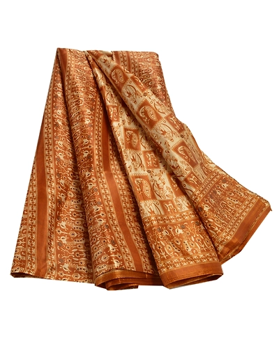 Sanskriti Vintage Sarees Art Silk Printed Sari Craft Cream Ethnic Fabric, PR-41124-Cream-Printed Floral &amp; Animal Design-Art Silk-1