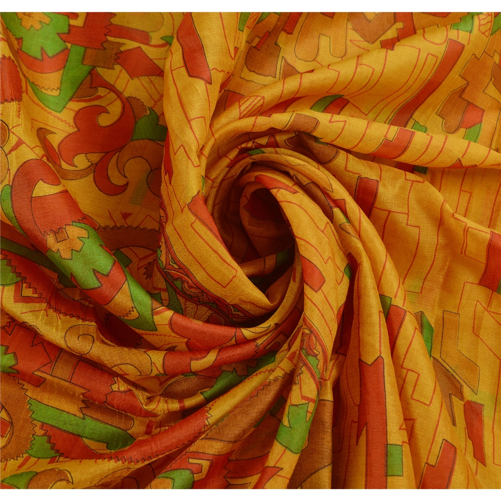 Sanskriti Vintage Yellow Sarees Art Silk Craft Printed Fabric Zari Border Sari, PR-41129-Yellow-Printed Floral Design-Art Silk-5