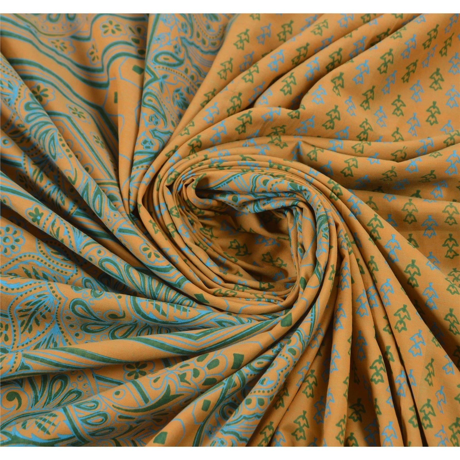 Sanskriti Vintage Saffron Sarees Printed Art Silk Craft Fabric Zari Border Sari, PR-41411-Saffron-Printed Floral Design-Art Silk-5